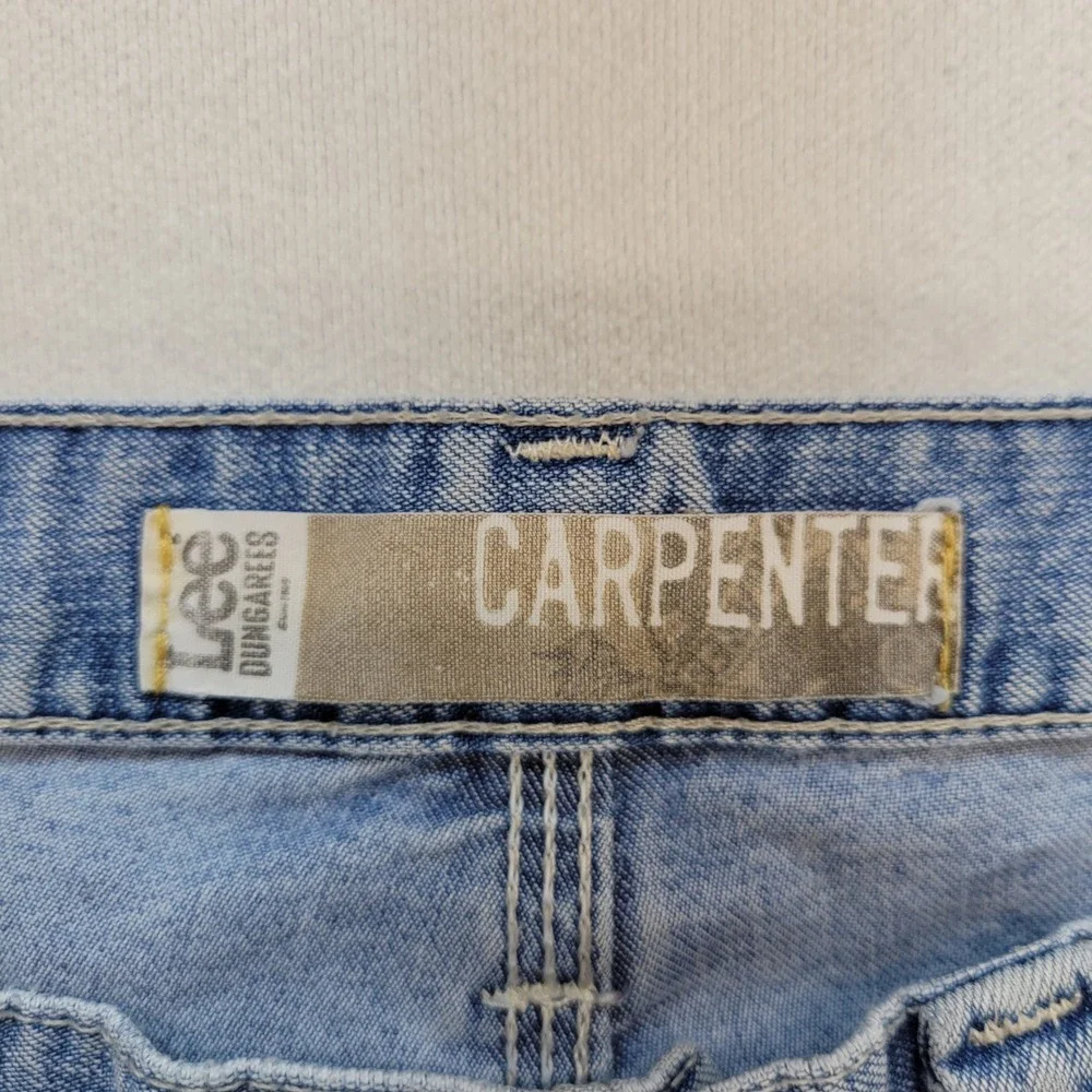 Lee Carpenter Jeans Mens 32x30 Light Wash Blue Denim Workwear Dungarees TZS-C381